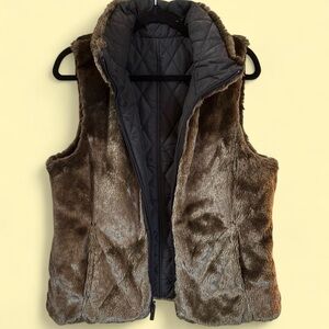 Weatherproof Brown Faux Fur Vest with Quilted Lining